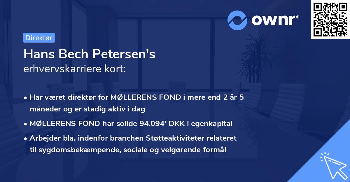 Hans Bech Petersen's erhvervskarriere kort