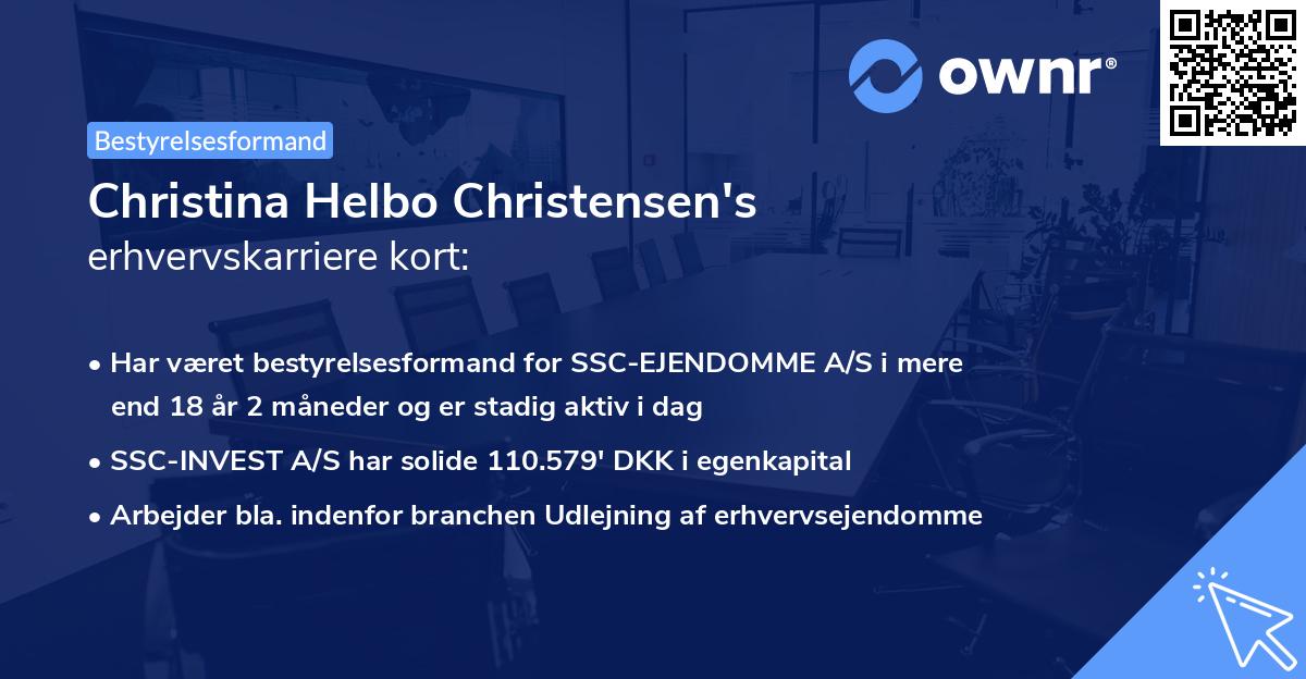 Christina Helbo Christensen's erhvervskarriere kort