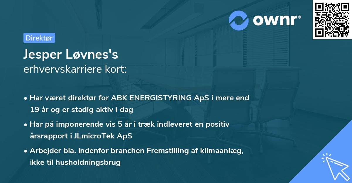 Jesper Løvnes's erhvervskarriere kort