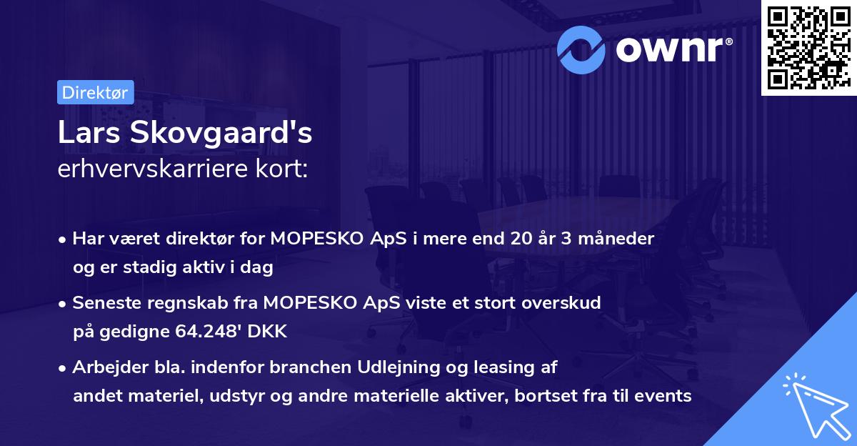 Lars Skovgaard's erhvervskarriere kort
