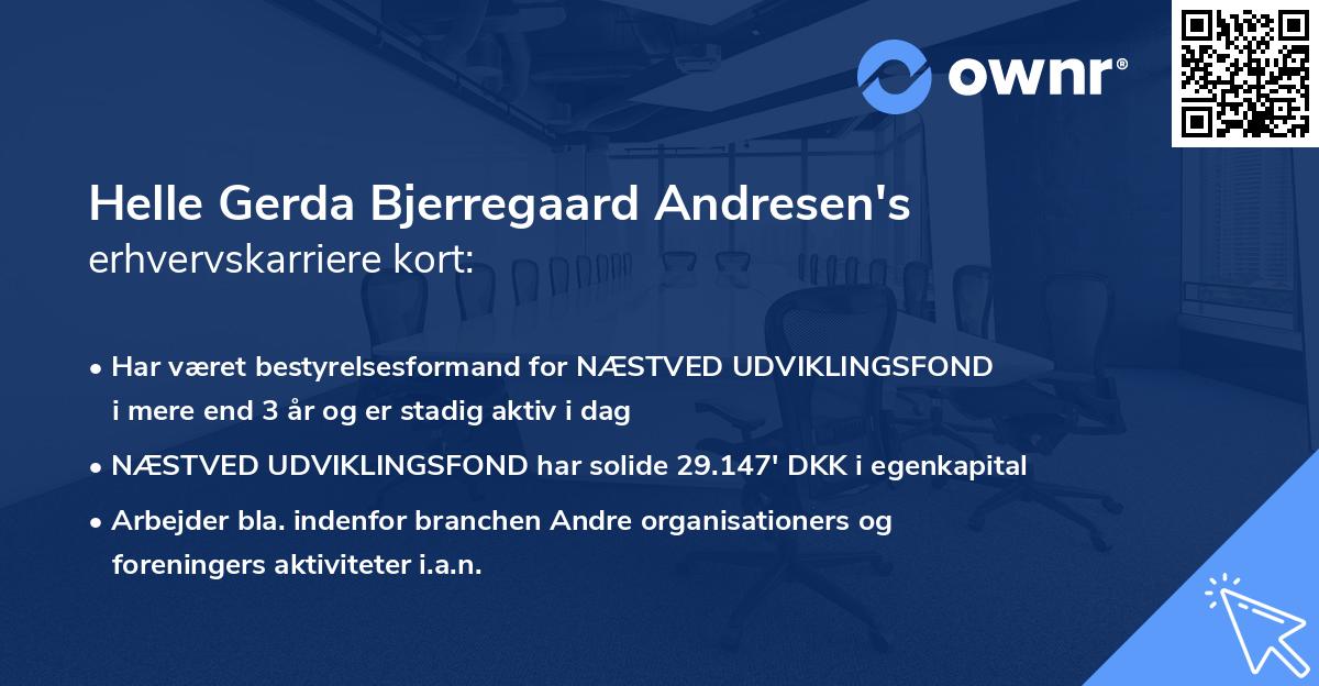 Helle Gerda Bjerregaard Andresen's erhvervskarriere kort