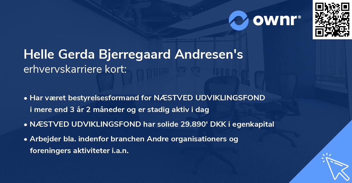 Helle Gerda Bjerregaard Andresen's erhvervskarriere kort