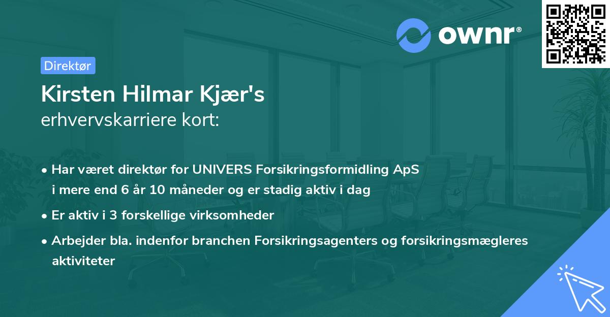 Kirsten Hilmar Kjær's erhvervskarriere kort