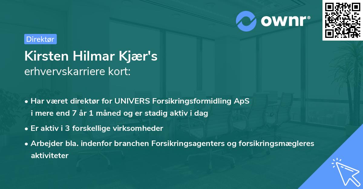 Kirsten Hilmar Kjær's erhvervskarriere kort