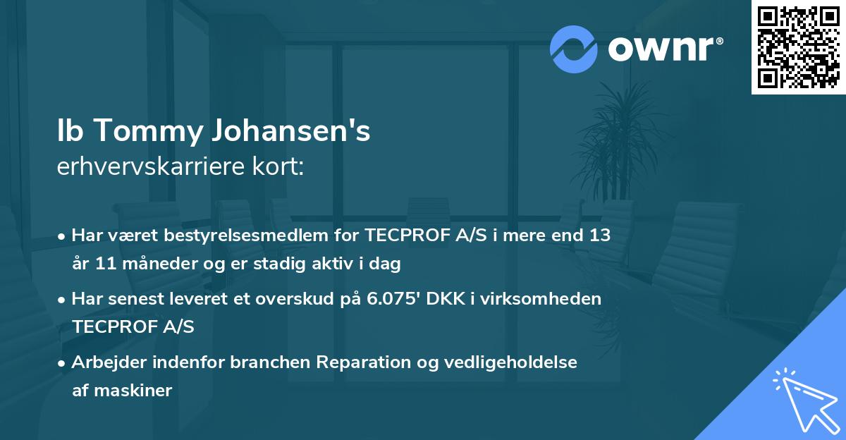 Ib Tommy Johansen's erhvervskarriere kort