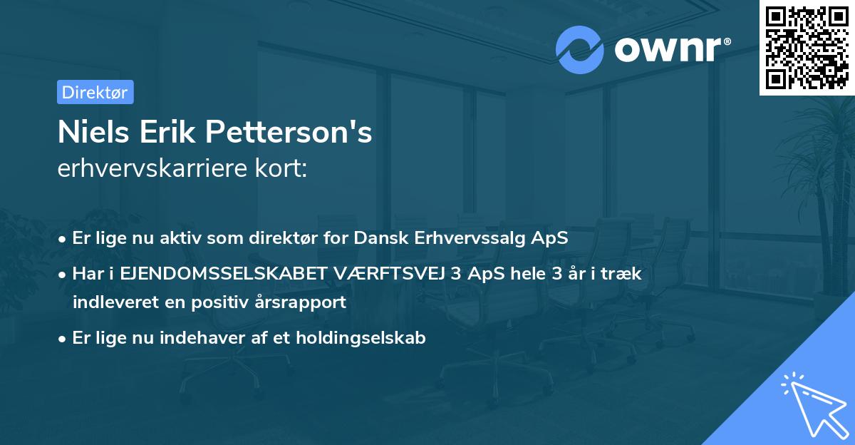 Niels Erik Petterson's erhvervskarriere kort