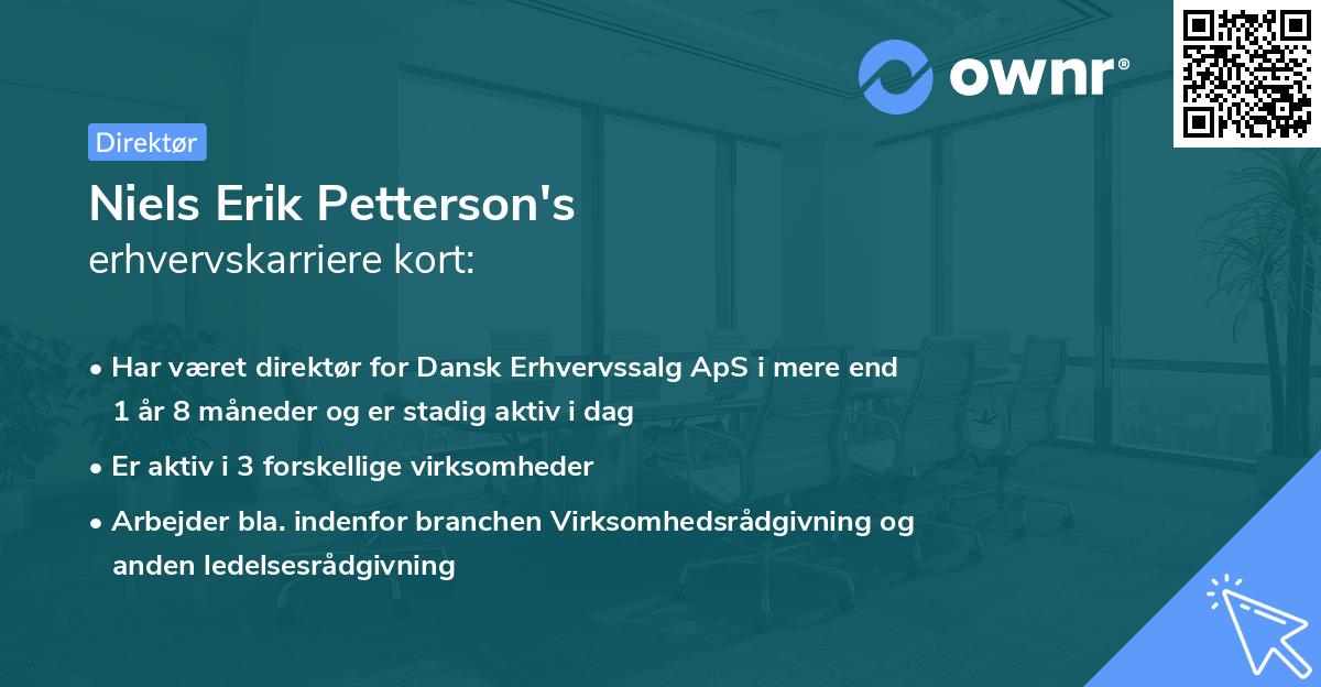 Niels Erik Petterson's erhvervskarriere kort