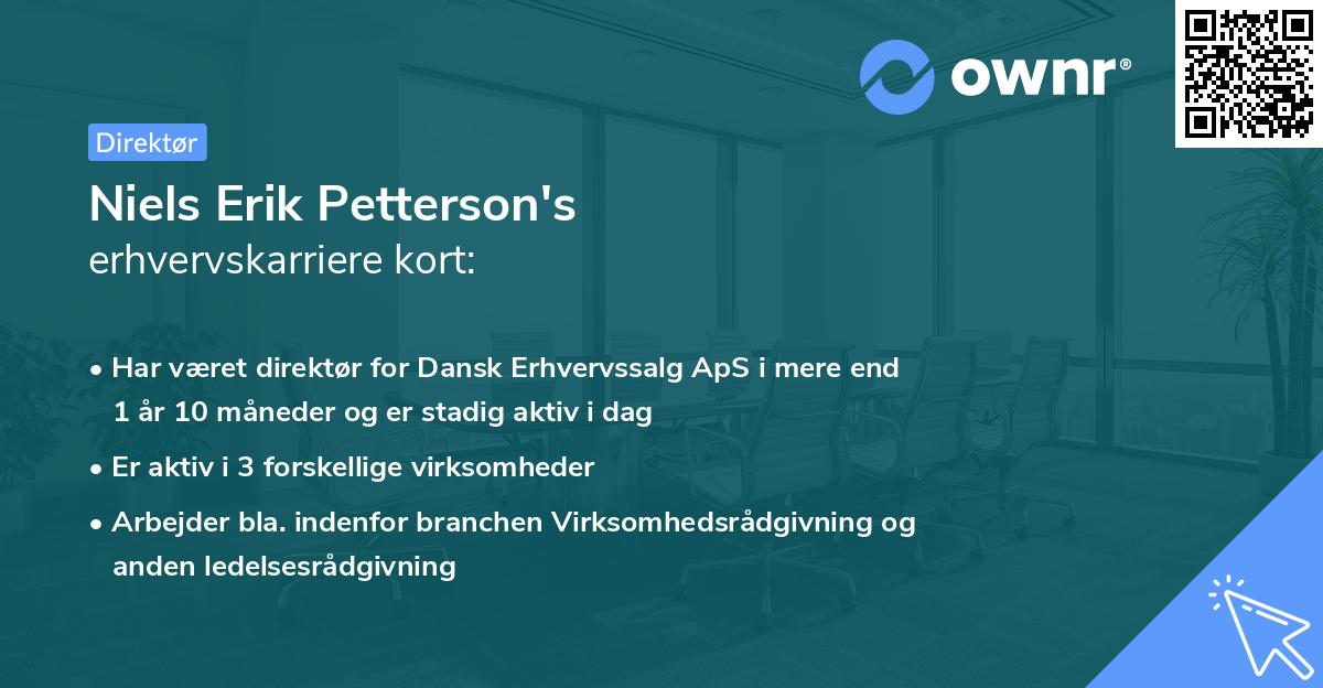 Niels Erik Petterson's erhvervskarriere kort