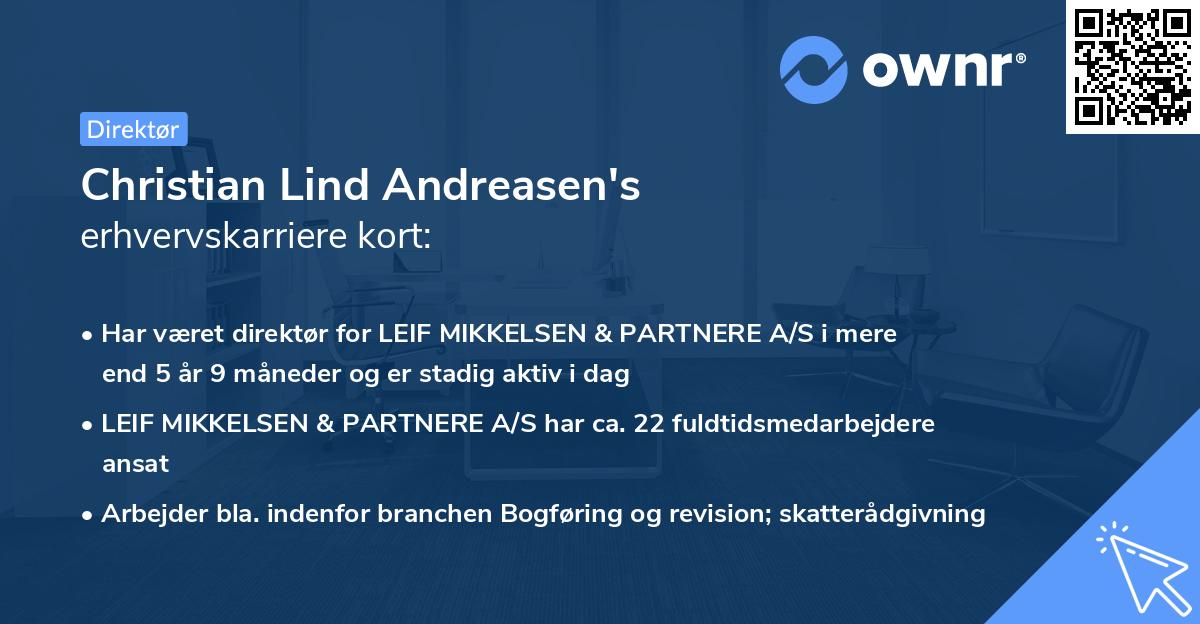 Christian Lind Andreasen's erhvervskarriere kort