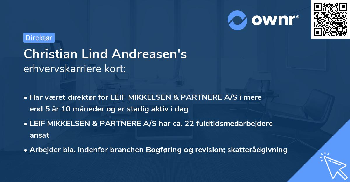 Christian Lind Andreasen's erhvervskarriere kort