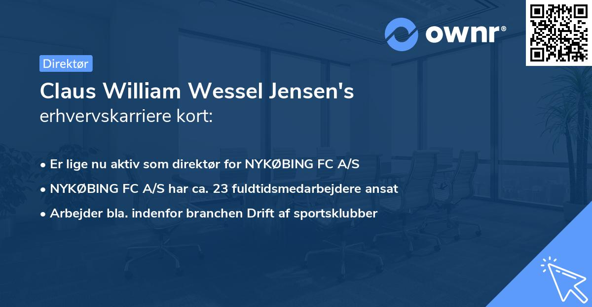 Claus William Wessel Jensen's erhvervskarriere kort