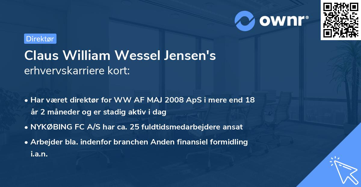 Claus William Wessel Jensen's erhvervskarriere kort