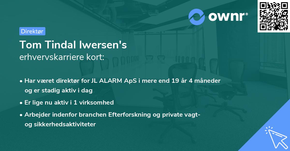 Tom Tindal Iwersen's erhvervskarriere kort