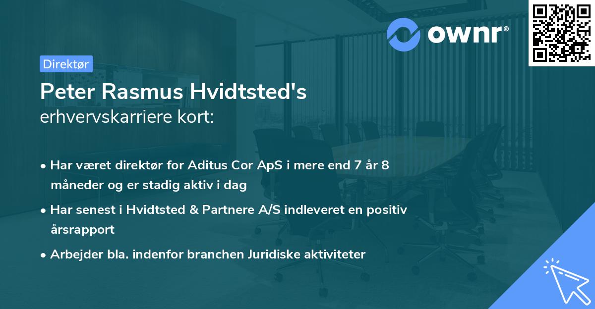Peter Rasmus Hvidtsted's erhvervskarriere kort