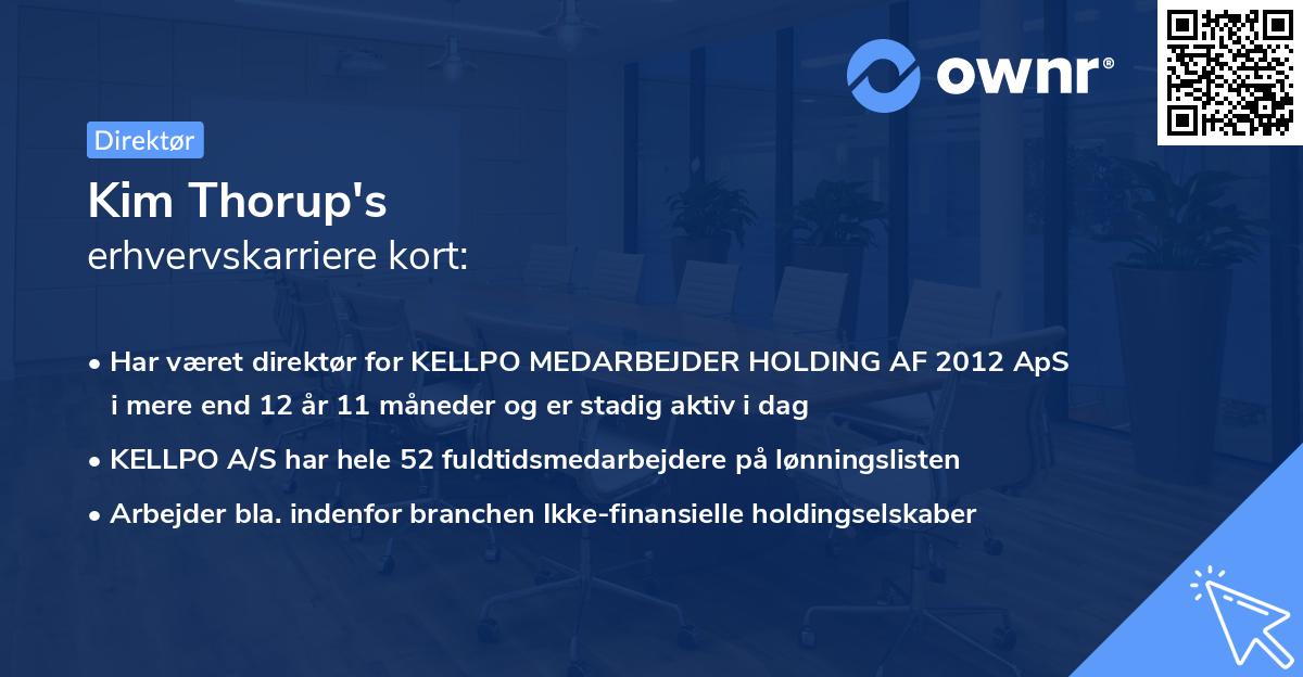 Kim Thorup's erhvervskarriere kort