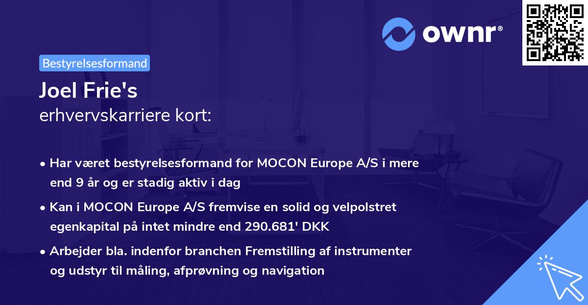 Joel Frie's erhvervskarriere kort