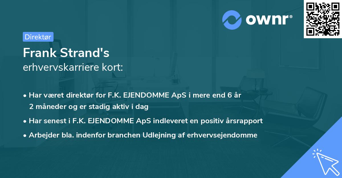 Frank Strand's erhvervskarriere kort