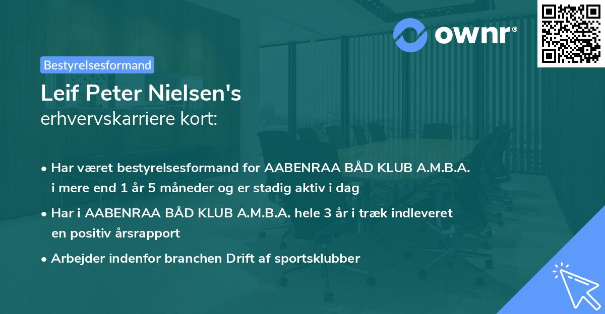 Leif Peter Nielsen's erhvervskarriere kort