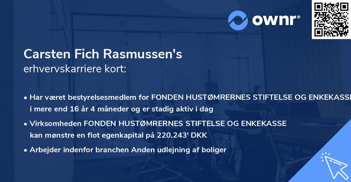 Carsten Fich Rasmussen's erhvervskarriere kort