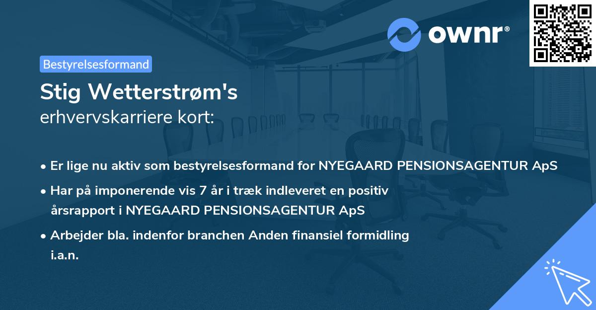 Stig Wetterstrøm's erhvervskarriere kort