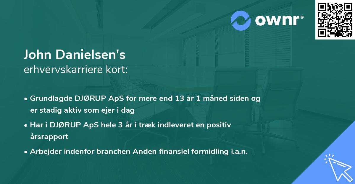 John Danielsen's erhvervskarriere kort