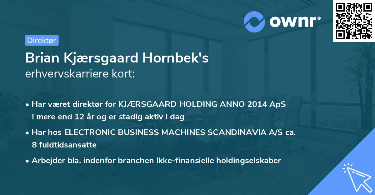 Brian Kjærsgaard Hornbek's erhvervskarriere kort