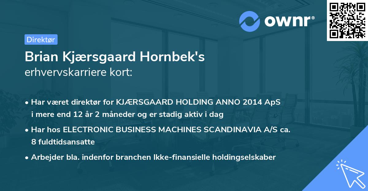 Brian Kjærsgaard Hornbek's erhvervskarriere kort