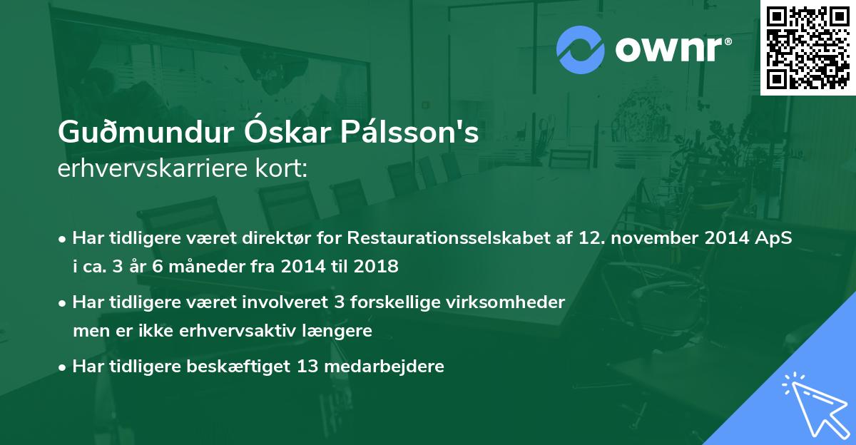 Guðmundur Óskar Pálsson's erhvervskarriere kort
