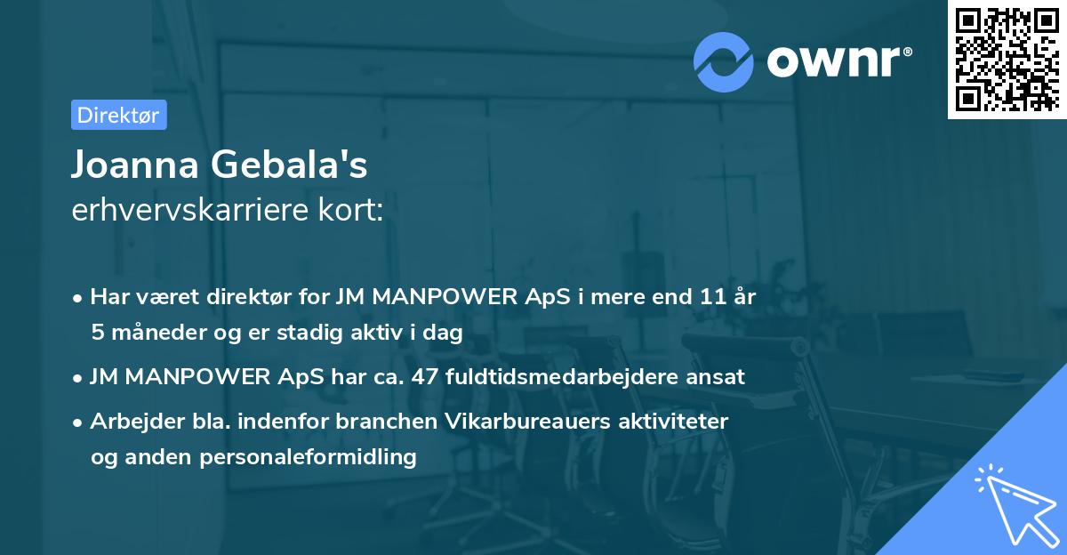 Joanna Gebala's erhvervskarriere kort