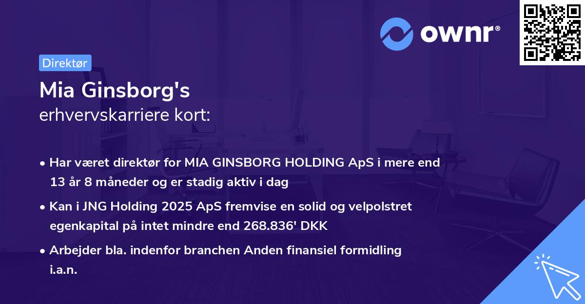 Mia Ginsborg's erhvervskarriere kort