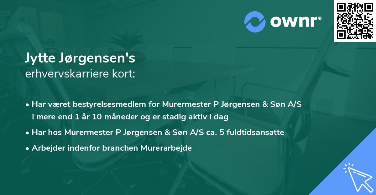 Jytte Jørgensen's erhvervskarriere kort