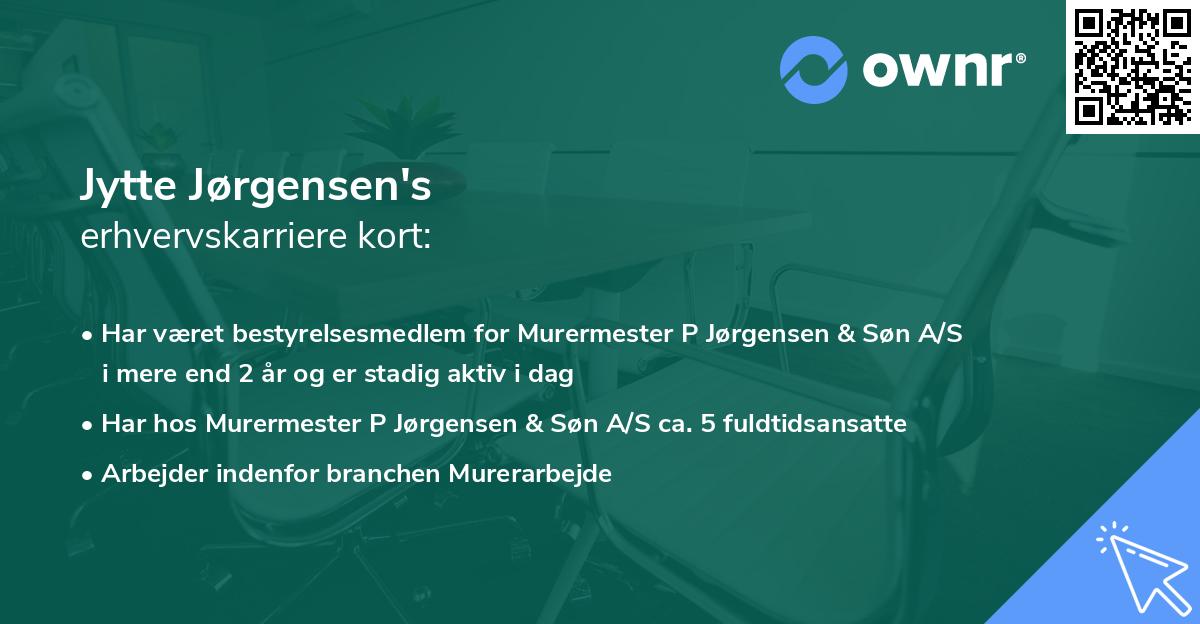 Jytte Jørgensen's erhvervskarriere kort