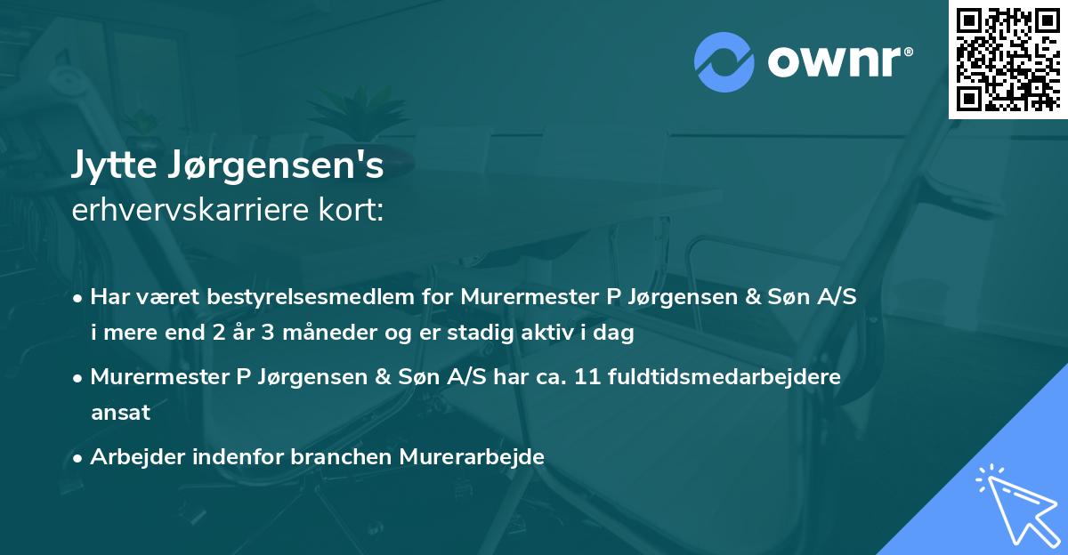 Jytte Jørgensen's erhvervskarriere kort