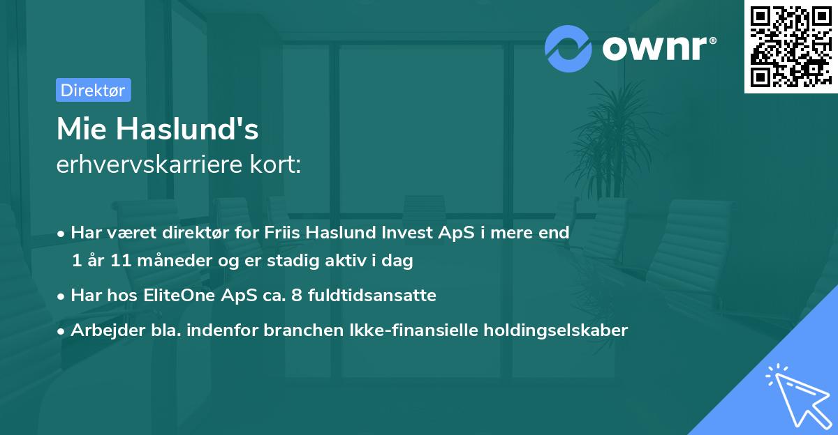 Mie Haslund's erhvervskarriere kort