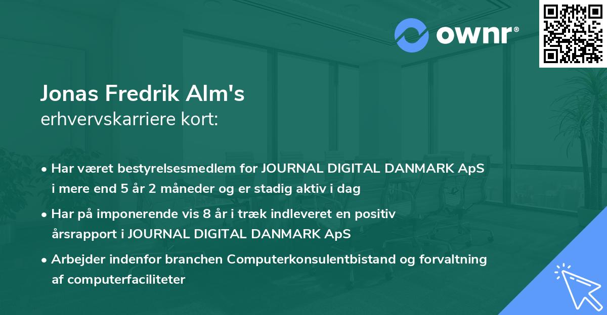 Jonas Fredrik Alm's erhvervskarriere kort