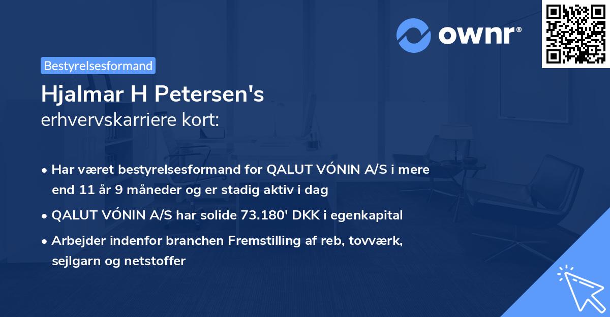 Hjalmar H Petersen's erhvervskarriere kort