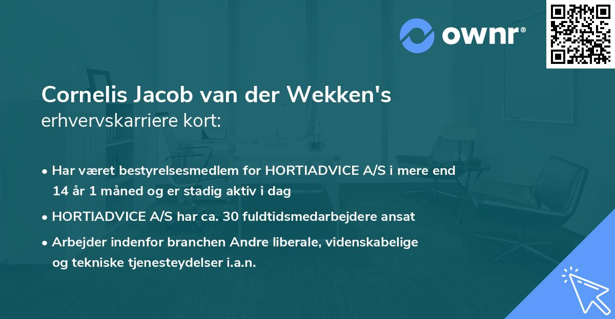 Cornelis Jacob van der Wekken's erhvervskarriere kort