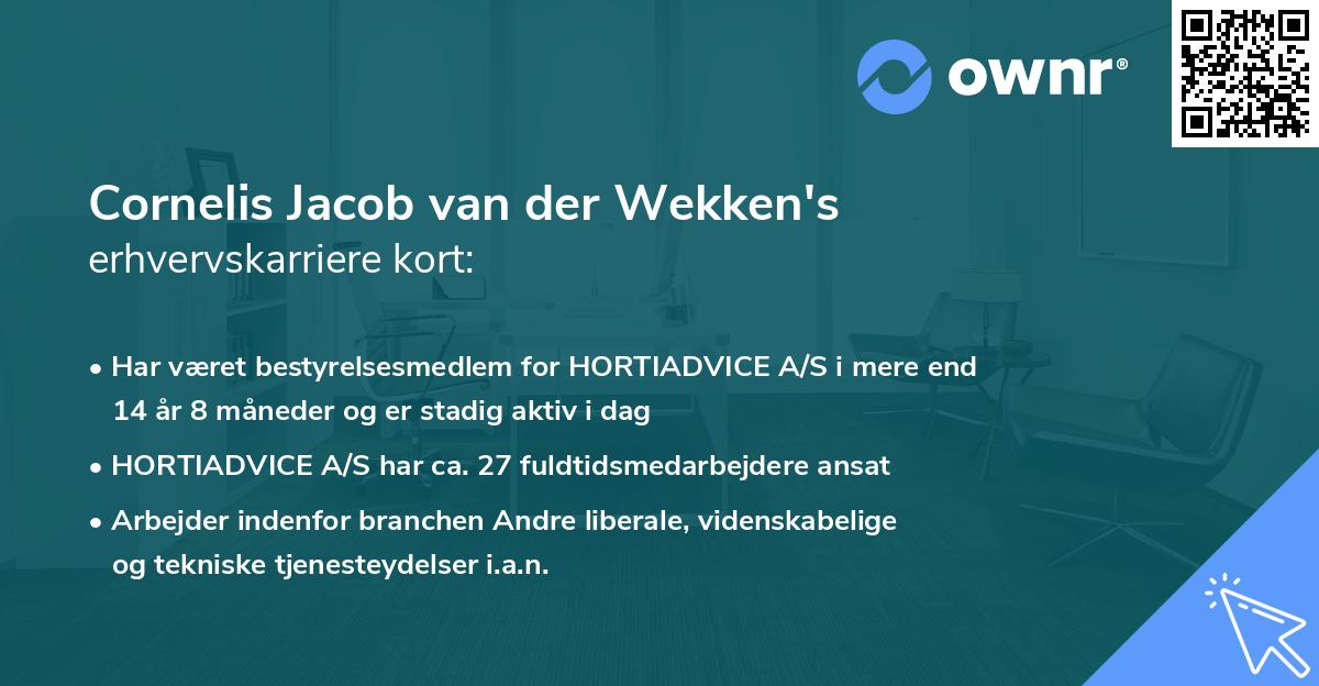Cornelis Jacob van der Wekken's erhvervskarriere kort