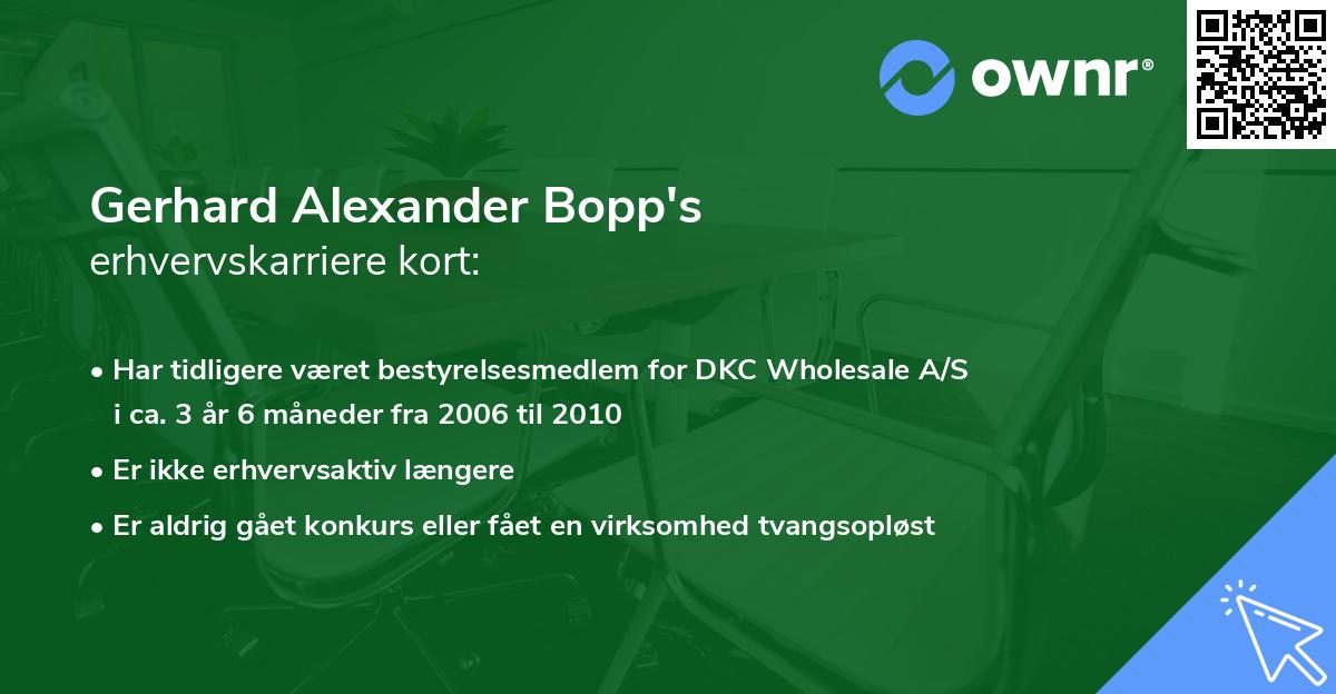 Gerhard Alexander Bopp's erhvervskarriere kort