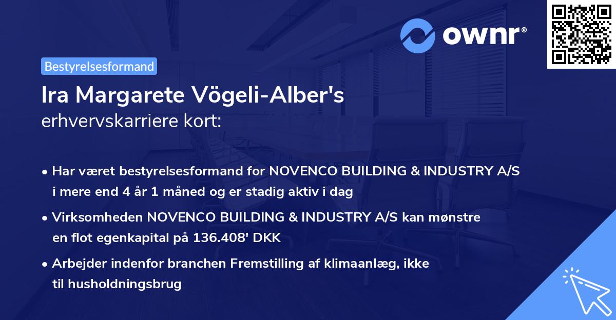 Ira Margarete Vögeli-Alber's erhvervskarriere kort