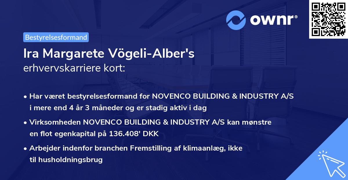 Ira Margarete Vögeli-Alber's erhvervskarriere kort