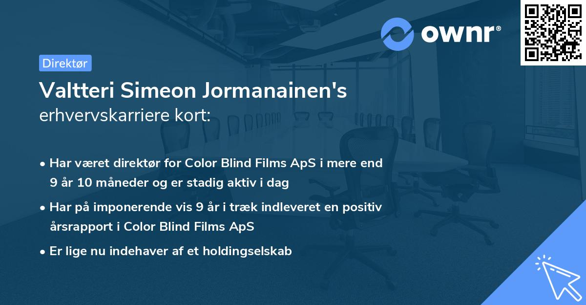 Valtteri Simeon Jormanainen's erhvervskarriere kort