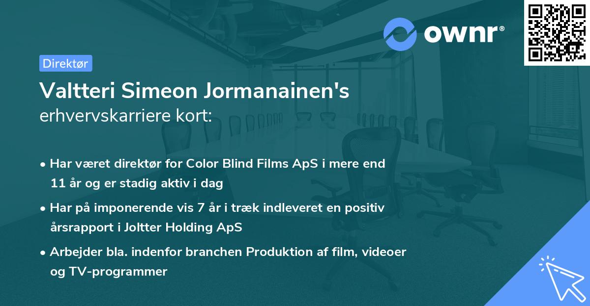 Valtteri Simeon Jormanainen's erhvervskarriere kort