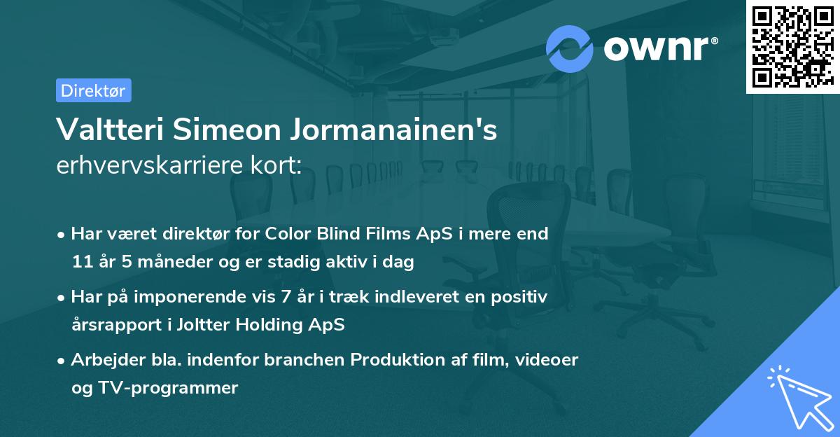 Valtteri Simeon Jormanainen's erhvervskarriere kort
