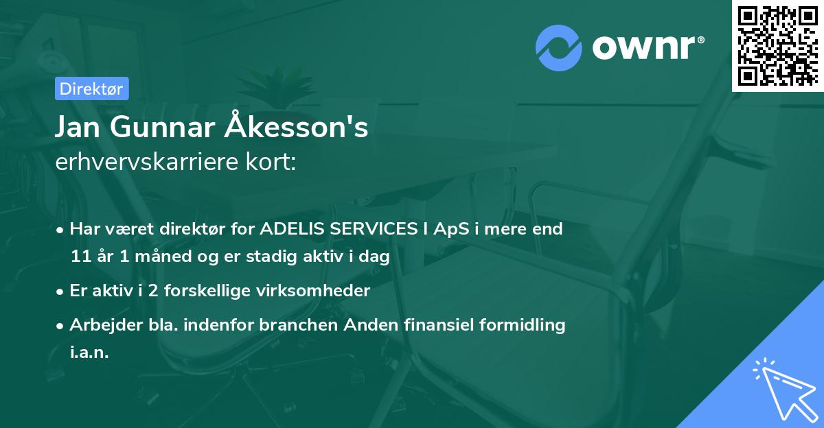 Jan Gunnar Åkesson's erhvervskarriere kort