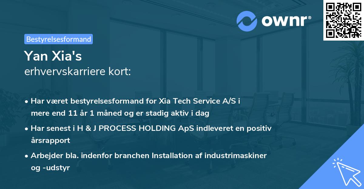 Yan Xia's erhvervskarriere kort