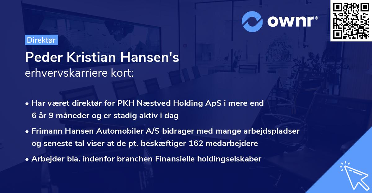 Peder Kristian Hansen's erhvervskarriere kort