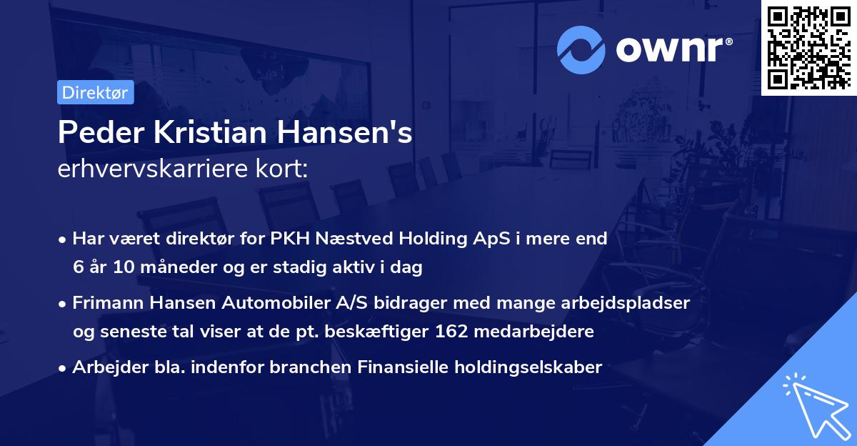 Peder Kristian Hansen's erhvervskarriere kort