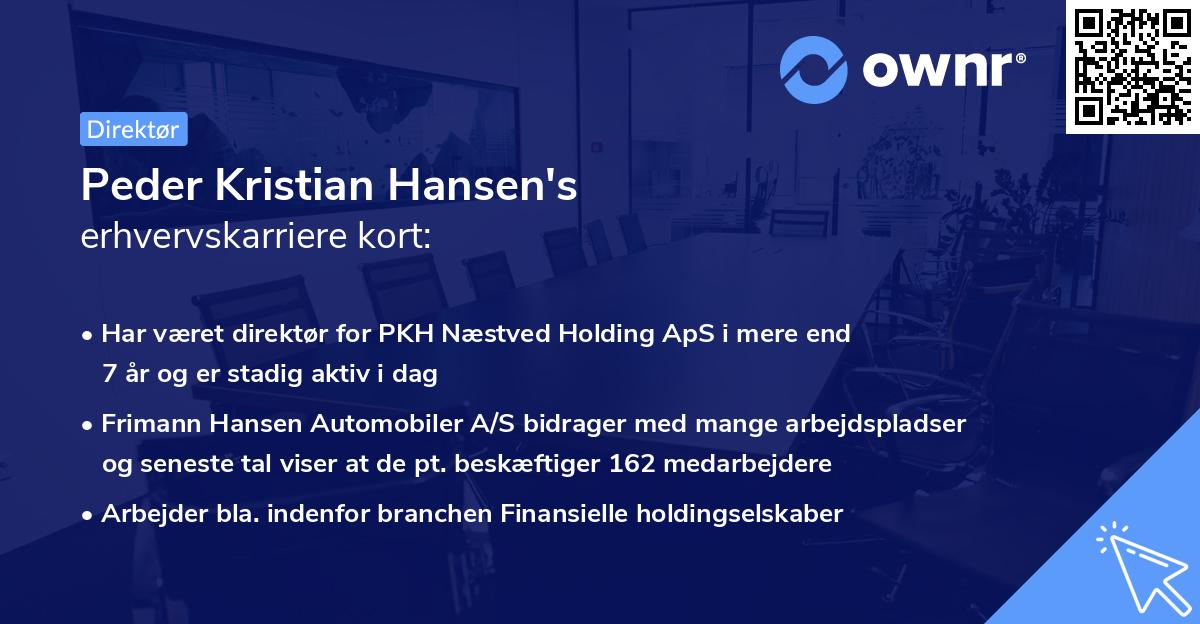 Peder Kristian Hansen's erhvervskarriere kort