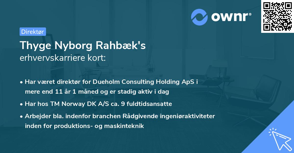 Thyge Nyborg Rahbæk's erhvervskarriere kort